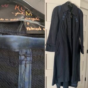 Free People Navy Embroidered Coat